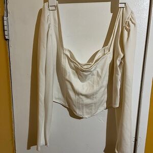 White crop top with long sleeves